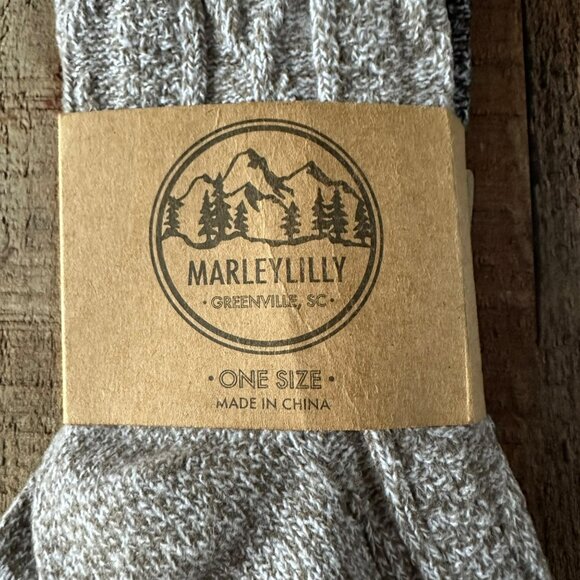 Marley Lilly Women's Set of 2 Pack of Duck Boot Sock in Brown Black Cable Knit - Picture 2 of 4